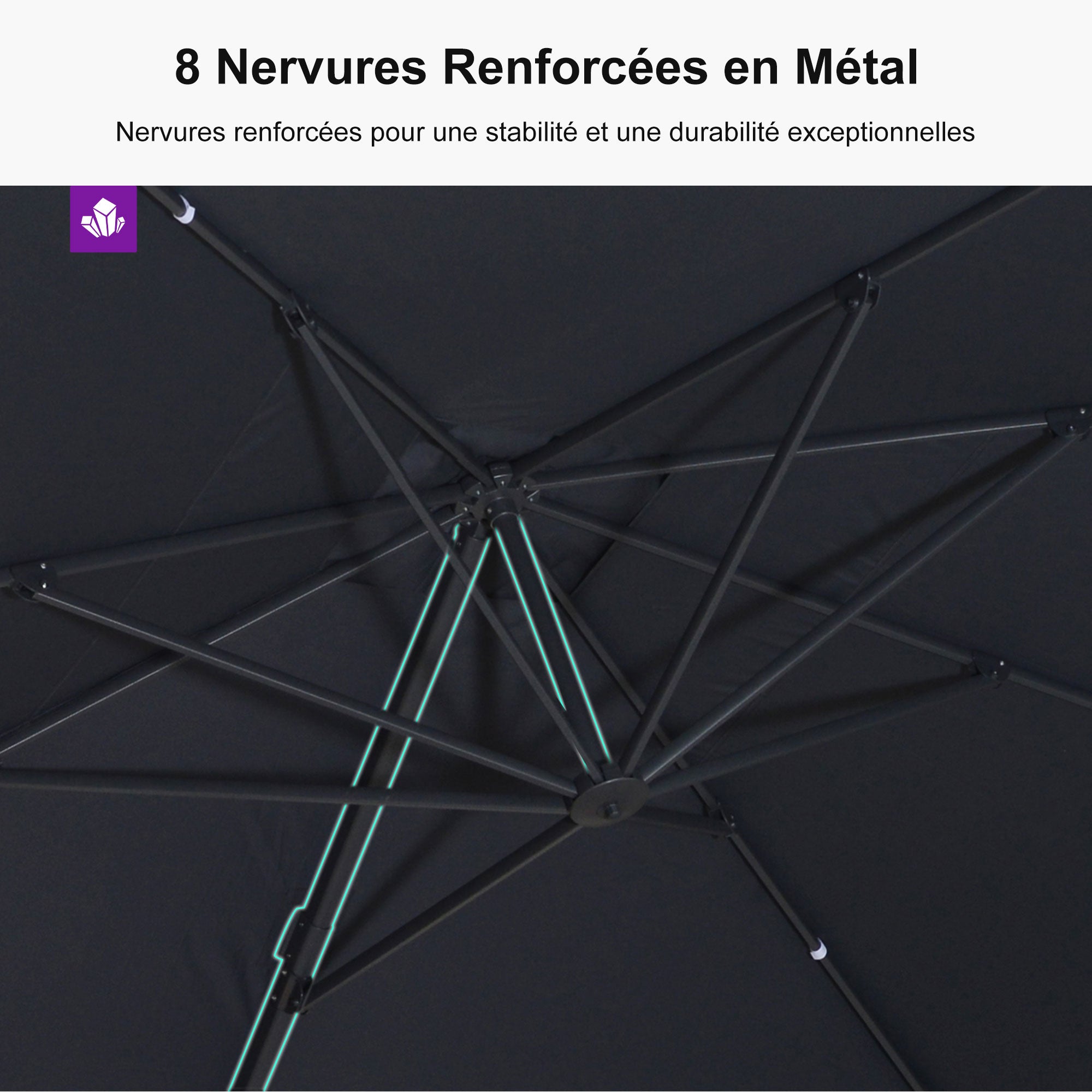 PURPLE LEAF Parasol déporté à inclinaison progressive - Parasol de Terrasse Abordable