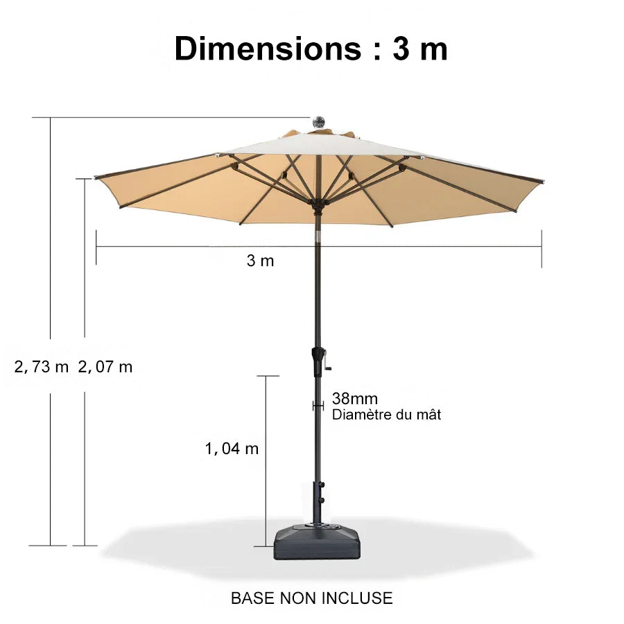 PURPLE LEAF Parasol inclinable en aluminium à mât droit, Carré, Rectangulaire et Rond