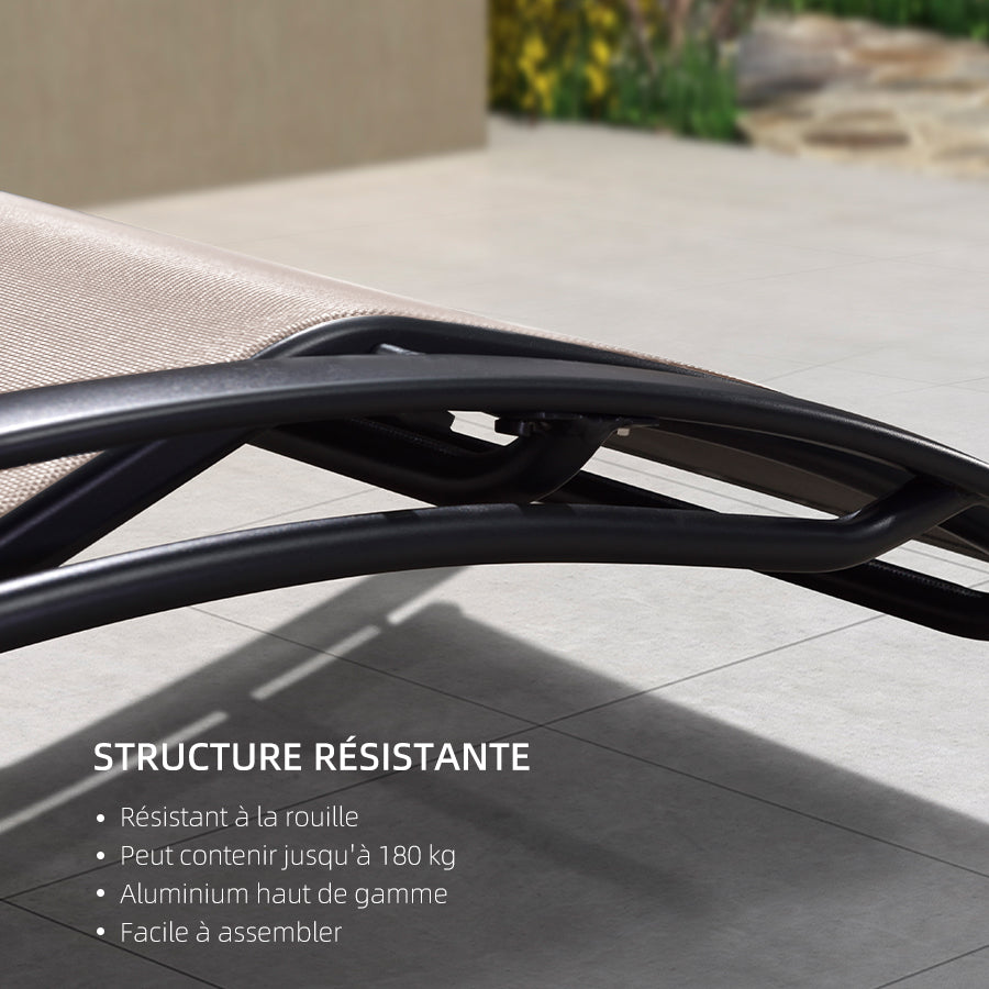 PURPLE LEAF Patio Chaise longue Ensemble de 3 Chaise longue d'extérieur Plage Piscine Bain de soleil Chaise longue inclinable, Table d'appoint incluse