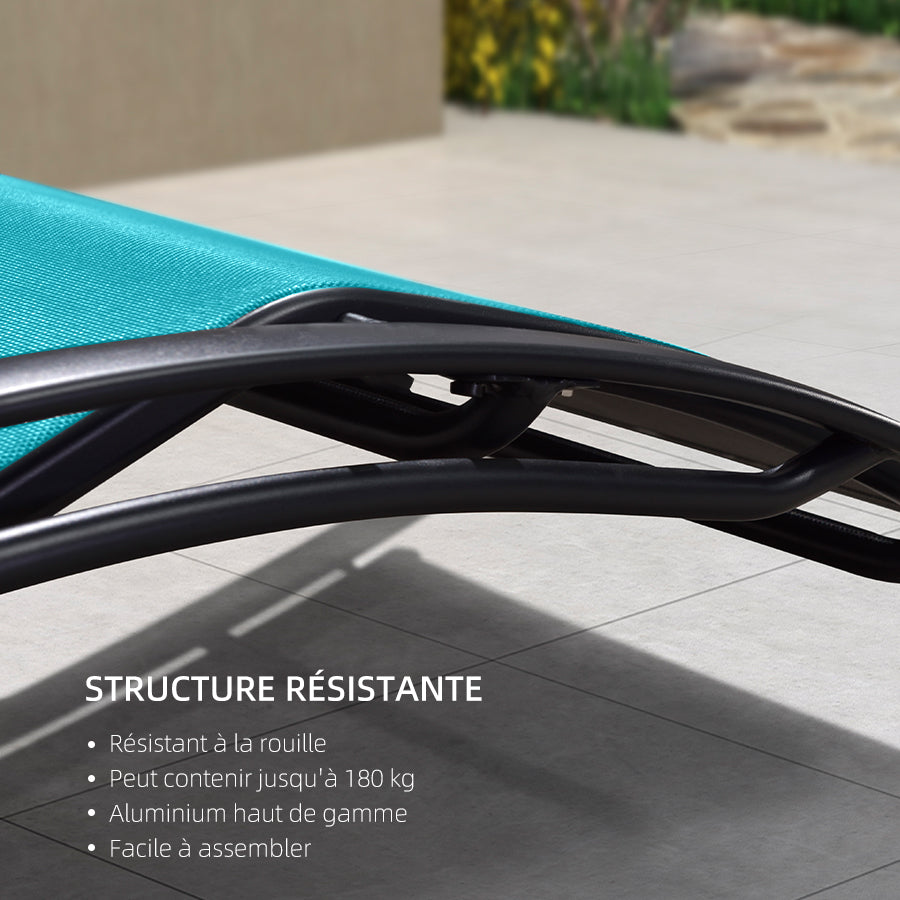 PURPLE LEAF Patio Chaise longue Ensemble de 3 Chaise longue d'extérieur Plage Piscine Bain de soleil Chaise longue inclinable, Table d'appoint incluse