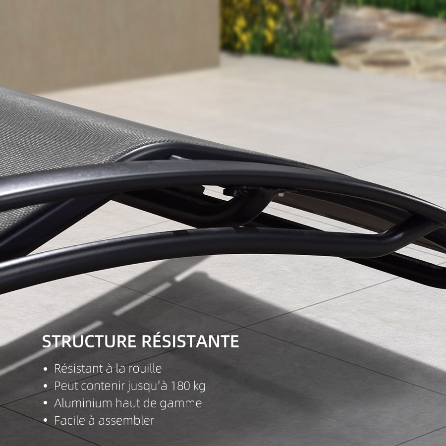 PURPLE LEAF Patio Chaise longue Ensemble de 3 Chaise longue d'extérieur Plage Piscine Bain de soleil Chaise longue inclinable, Table d'appoint incluse