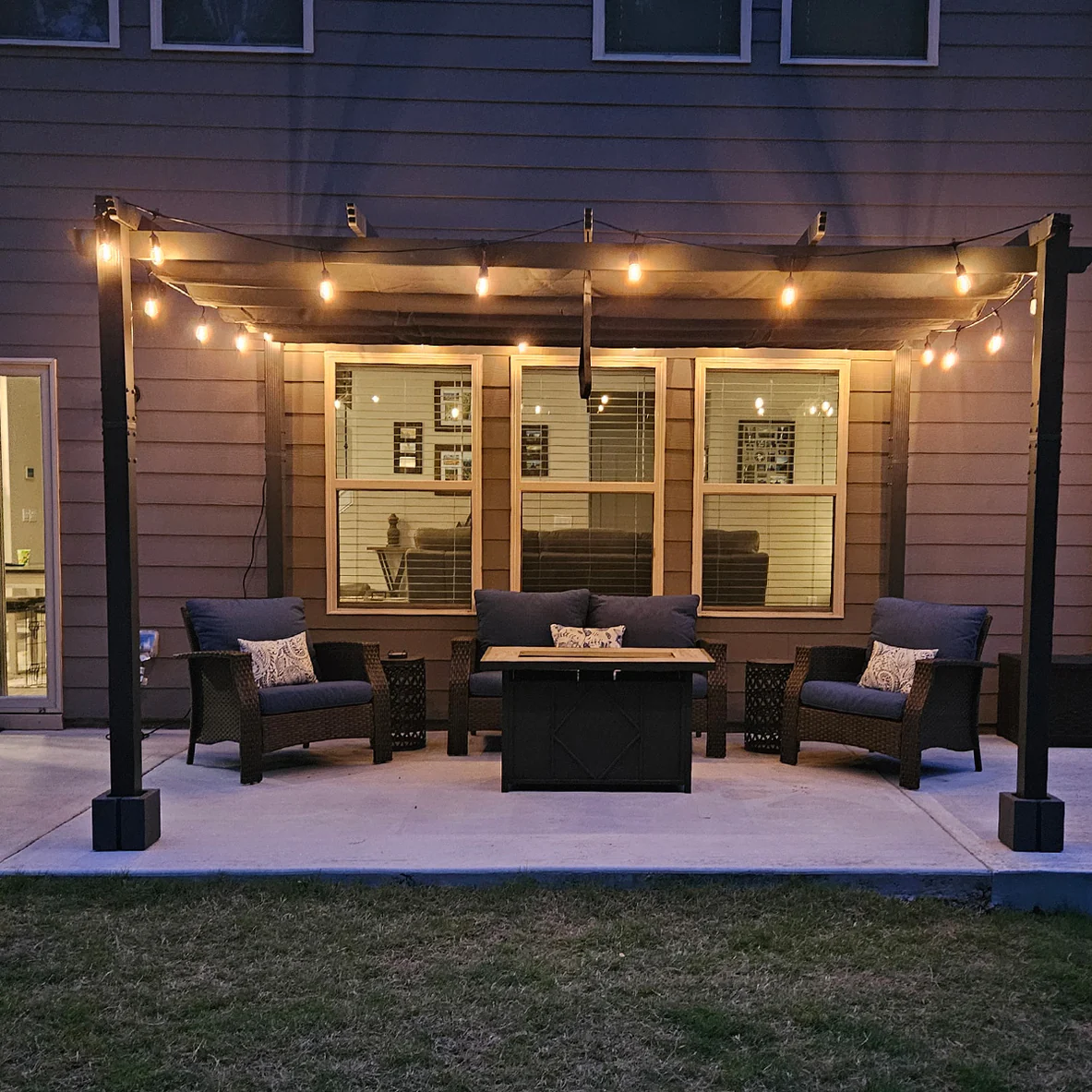 PURPLE LEAF Pergola Aluminium Tissu Teint en Fil Pergola pour Terrasse Exterieur, Toit Coulissante, Pavillon De Jardin