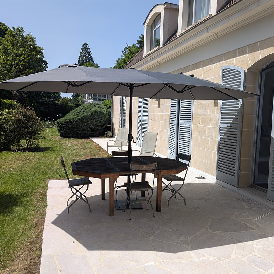 PURPLE LEAF Parasol de Jardin Extérieur, Grand Parasol Double avec Base, pour Terrasse, Jardin, Balcon et Piscine