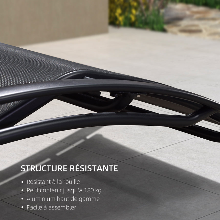 PURPLE LEAF Patio Chaise longue Ensemble de 3 Chaise longue d'extérieur Plage Piscine Bain de soleil Chaise longue inclinable, Table d'appoint incluse