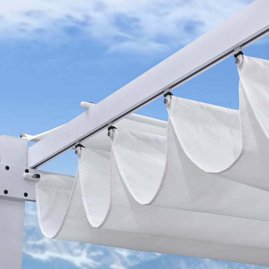 PURPLE LEAF Pergola rétractable d'extérieur avec double abri solaire Blanc Heavy-Duty Aluminium Pergola Patio Pergola moderne pour jardin deck arrière-cour