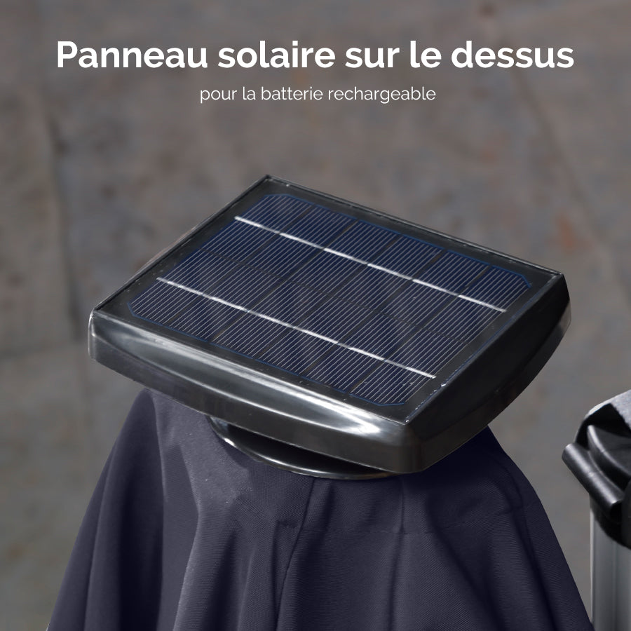 PURPLE LEAF Parasol De Jardin Extérieur Rond avec LED, Parasol Déporté avec Manivelle, Parasol Excentré Inclinable