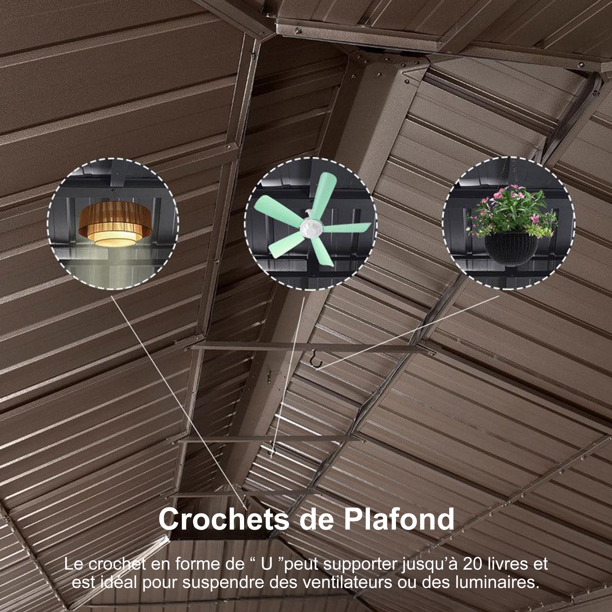 PURPLE LEAF Tonnelle De Jardin Tonnelle Pergola Aluminum Avec Moustiquaire Et Rideaux Pavillon De Jardin à Double Toit Acier Galvanisé, Bronze