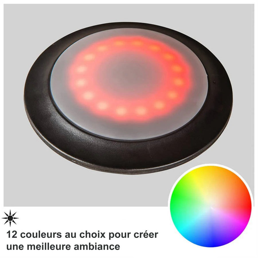 PURPLE LEAF Éclairage de Parasol, Lumière Vive avec 4 Modes et 12 Couleurs, Fonctionne sur Batterie et Rechargeable par USB, pour Jardin, Plage, Fête et Camping
