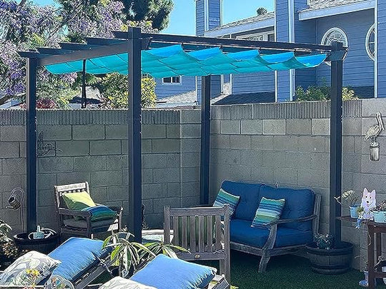 PURPLE LEAF Pergola Aluminium Tissu Teint en Fil Pergola pour Terrasse Exterieur, Toit Coulissante, Pavillon De Jardin