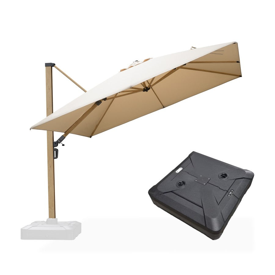 PURPLE LEAF Parasol Déporté Mégagrand à Motif Bois Carré Rectangle avec socle