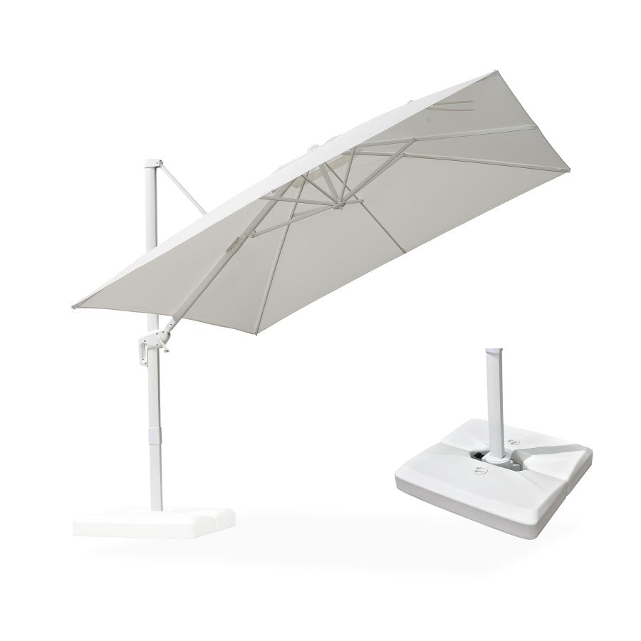 PURPLE LEAF Parasol Déporté Économique avec Cadre Blanc Carré Rectangulaire avec socle