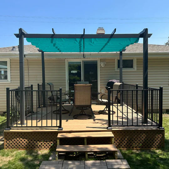 PURPLE LEAF Pergola Aluminium Tissu Teint en Fil Pergola pour Terrasse Exterieur, Toit Coulissante, Pavillon De Jardin