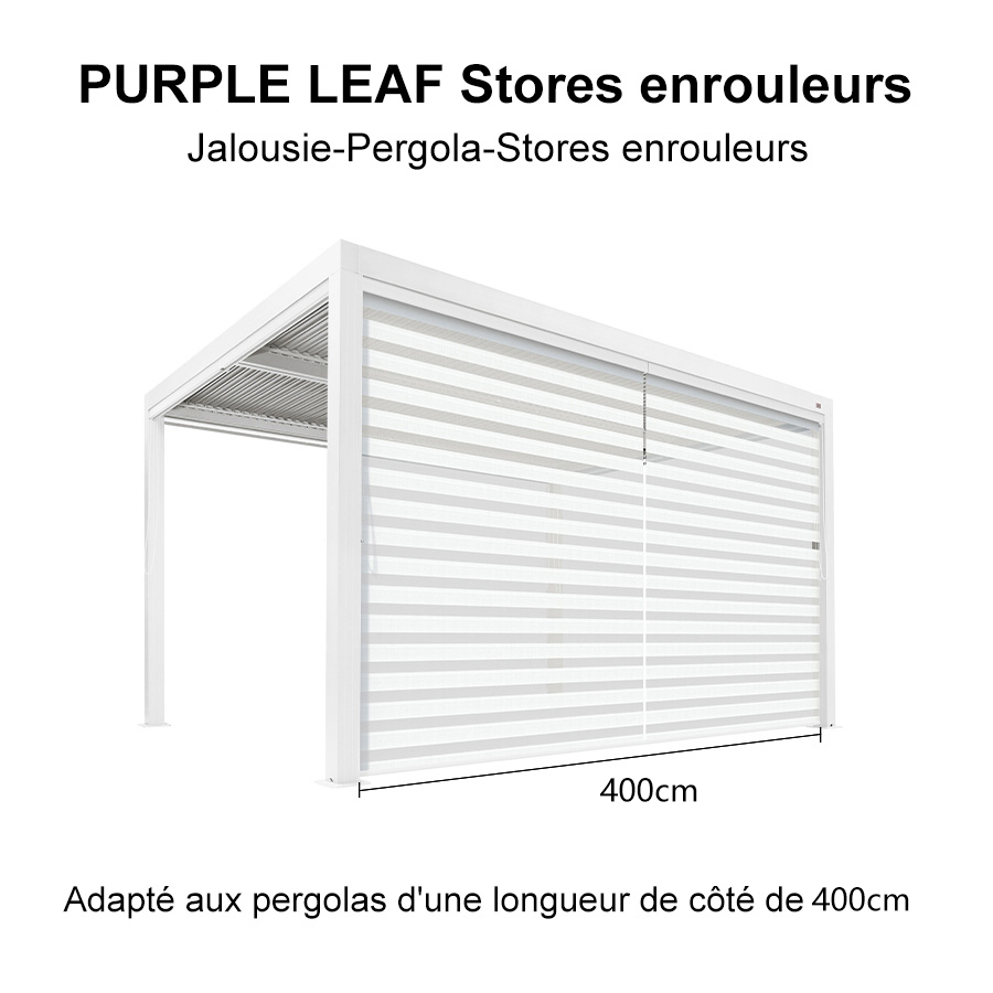 PURPLE LEAF Stores enrouleurs pour Pergola Bioclimatique Protection Solaire Intimité Toile Imperméable Isolation Thermique Entretien Facile