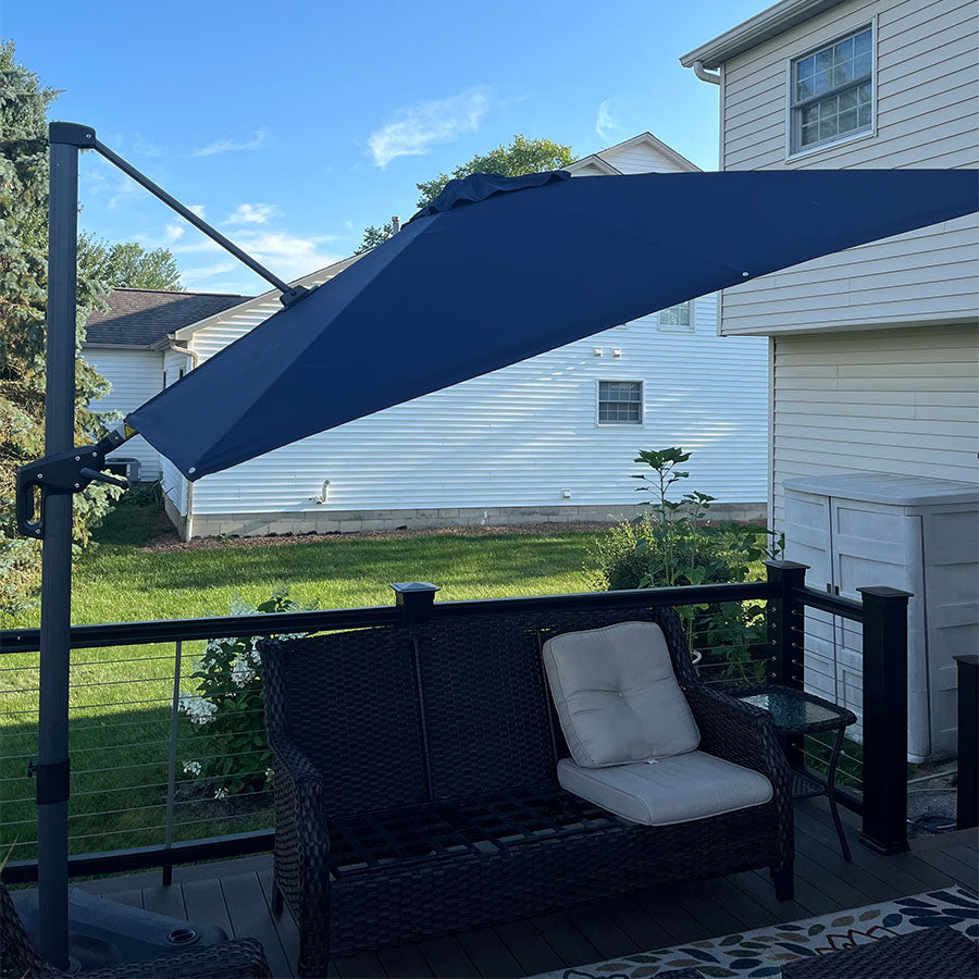 PURPLE LEAF Parasol De Jardin Exterieur Parasol Déporté Rotatif 360°, Parasol Excentré Inclinable, Parasol Suspendu Balcon