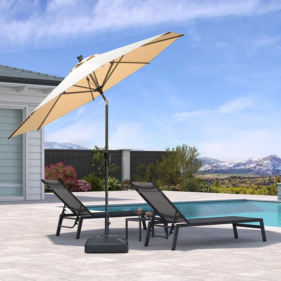 PURPLE LEAF Parasol inclinable en aluminium à mât droit, Carré, Rectangulaire et Rond