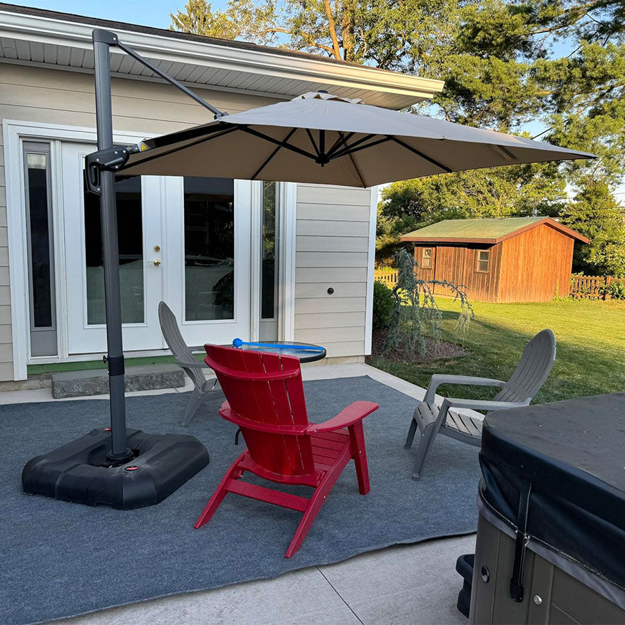 PURPLE LEAF Parasol De Jardin Exterieur Parasol Déporté Rotatif 360°, Parasol Excentré Inclinable, Parasol Suspendu Balcon