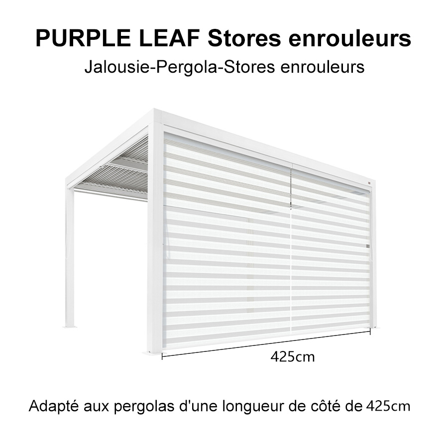 PURPLE LEAF Stores enrouleurs pour Pergola Bioclimatique Protection Solaire Intimité Toile Imperméable Isolation Thermique Entretien Facile