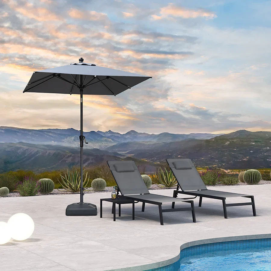 PURPLE LEAF Parasol inclinable en aluminium à mât droit, Carré, Rectangulaire et Rond, Avec Socle