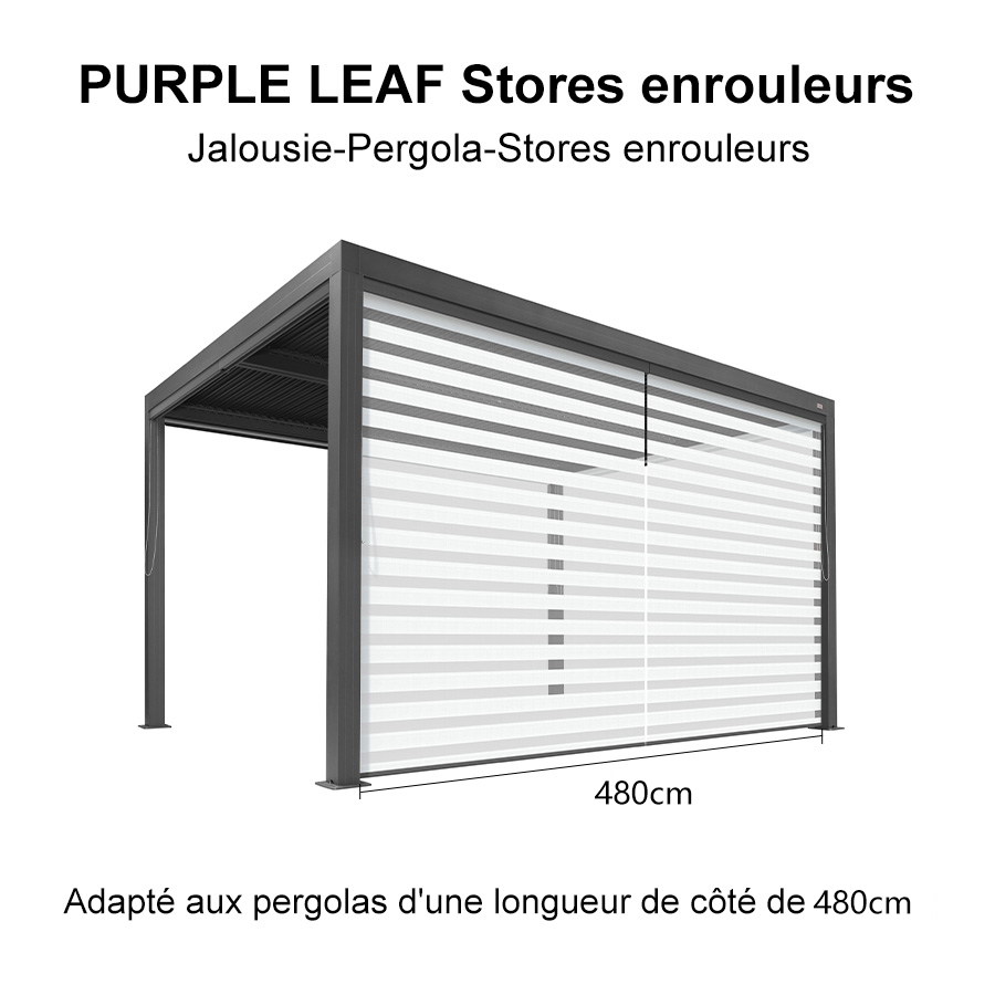 PURPLE LEAF Stores enrouleurs pour Pergola Bioclimatique Protection Solaire Intimité Toile Imperméable Isolation Thermique Entretien Facile