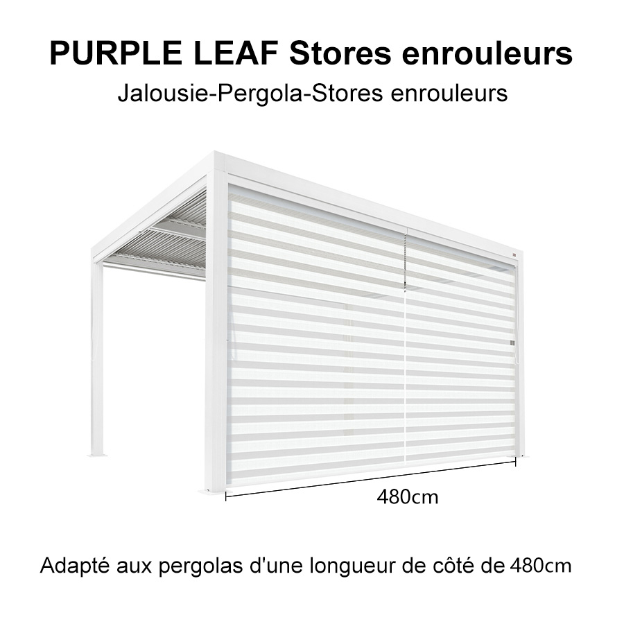 PURPLE LEAF Stores enrouleurs pour Pergola Bioclimatique Protection Solaire Intimité Toile Imperméable Isolation Thermique Entretien Facile