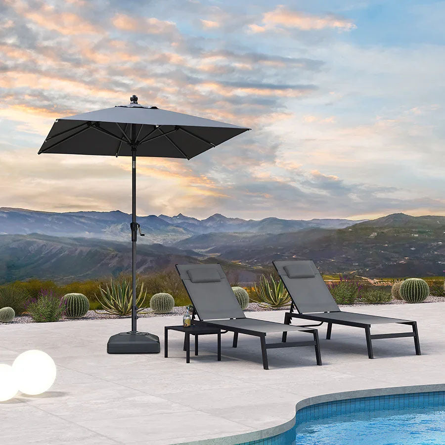 PURPLE LEAF Parasol inclinable en aluminium à mât droit, Carré, Rectangulaire et Rond