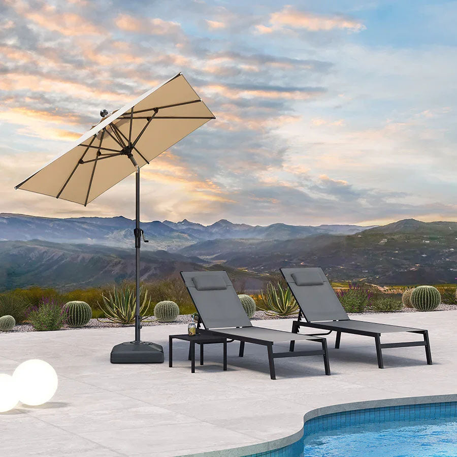 PURPLE LEAF Parasol inclinable en aluminium à mât droit, Carré, Rectangulaire et Rond