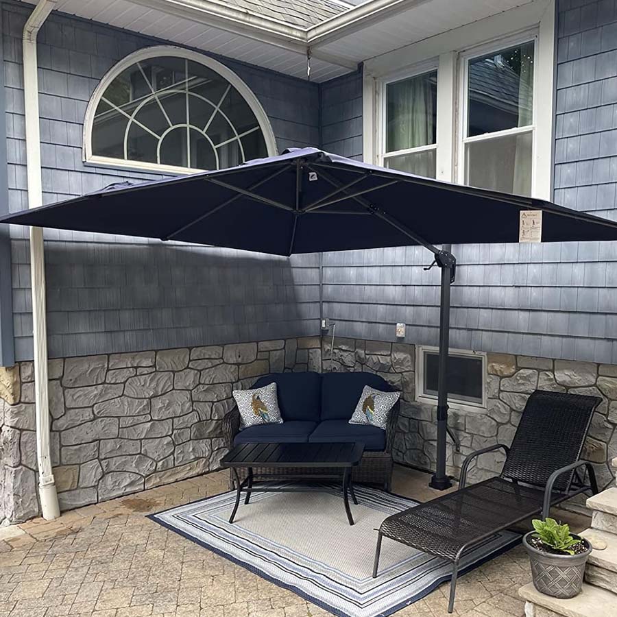 PURPLE LEAF Parasol De Jardin Exterieur Parasol Déporté Rotatif 360°, Parasol Excentré Inclinable, Parasol Suspendu Balcon