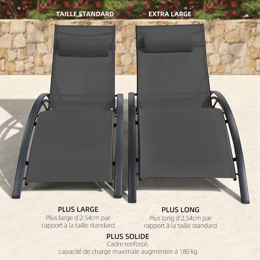 PURPLE LEAF Patio Chaise longue Ensemble de 3 Chaise longue d'extérieur Plage Piscine Bain de soleil Chaise longue inclinable, Table d'appoint incluse