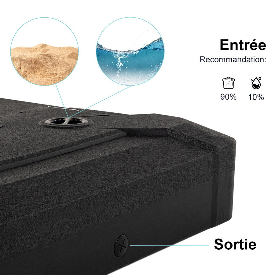 PURPLE LEAF Base de parasol de terrasse décalée remplie de sable/d'eau carrée