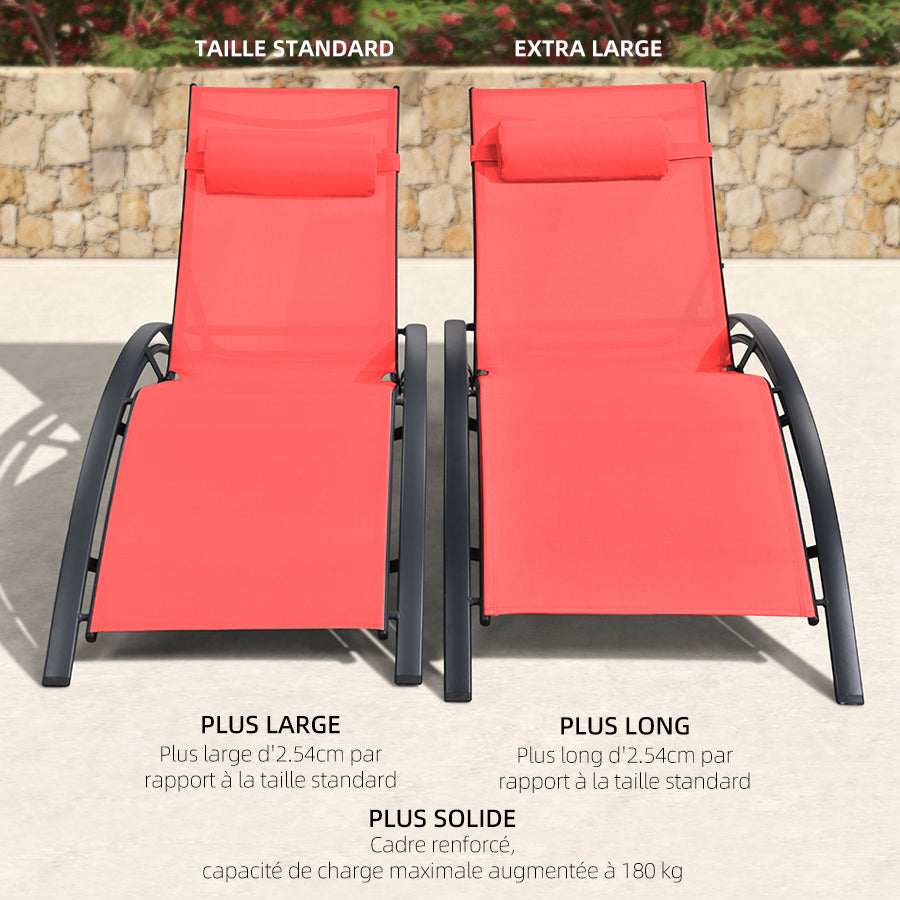 PURPLE LEAF Patio Chaise longue Ensemble de 3 Chaise longue d'extérieur Plage Piscine Bain de soleil Chaise longue inclinable, Table d'appoint incluse