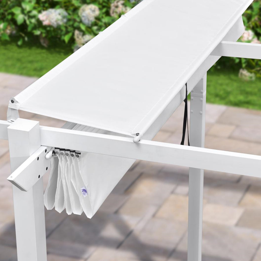 PURPLE LEAF Pergola rétractable d'extérieur avec double abri solaire Blanc Heavy-Duty Aluminium Pergola Patio Pergola moderne pour jardin deck arrière-cour