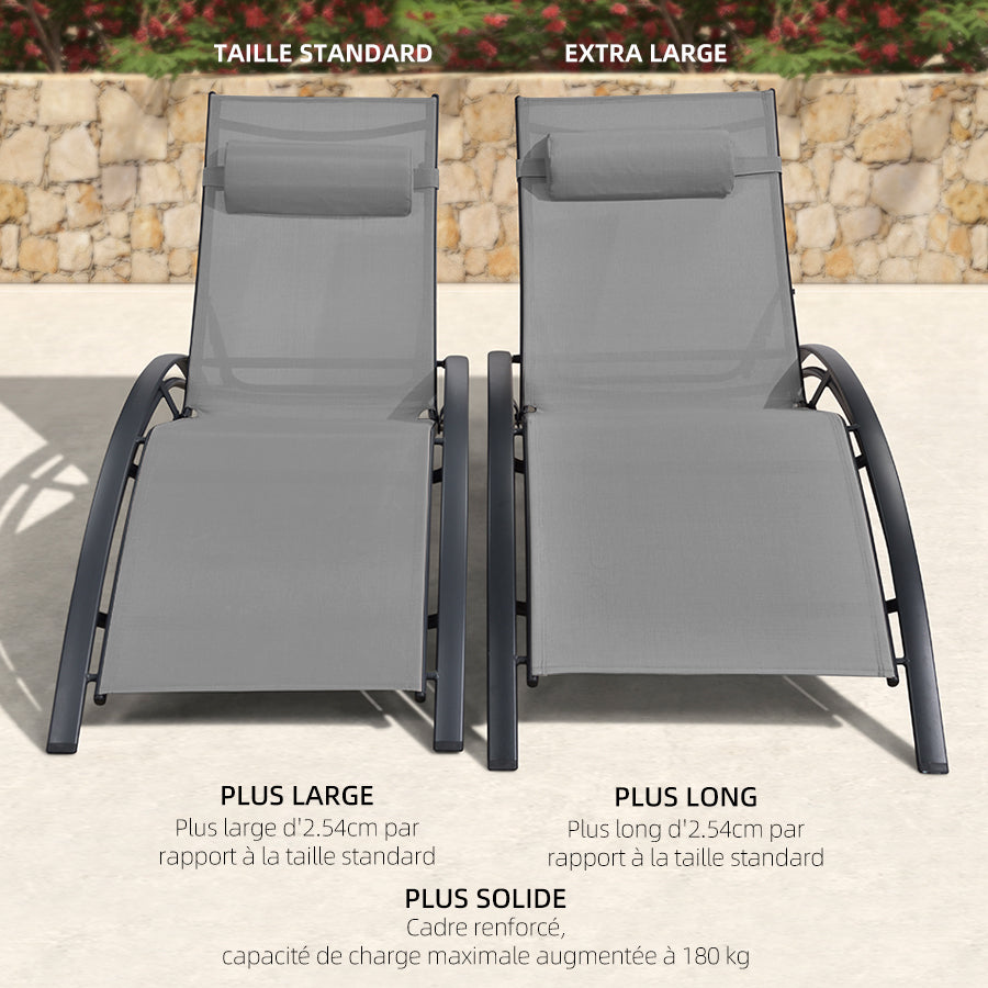 PURPLE LEAF Patio Chaise longue Ensemble de 3 Chaise longue d'extérieur Plage Piscine Bain de soleil Chaise longue inclinable, Table d'appoint incluse