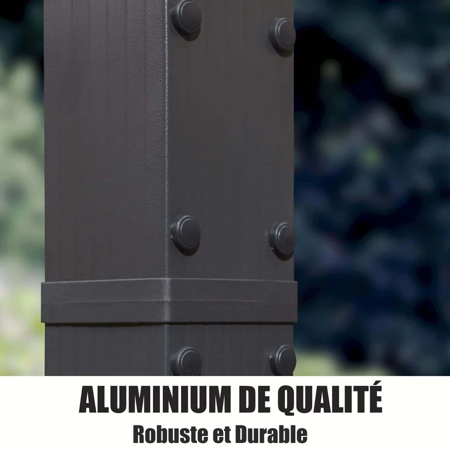 PURPLE LEAF Pergola Aluminium Tissu Teint en Fil avec Guirlande Lumineuse à Ampoules Transparentes Pergola pour Terrasse Exterieur Toit Coulissante Pavillon De Jardin