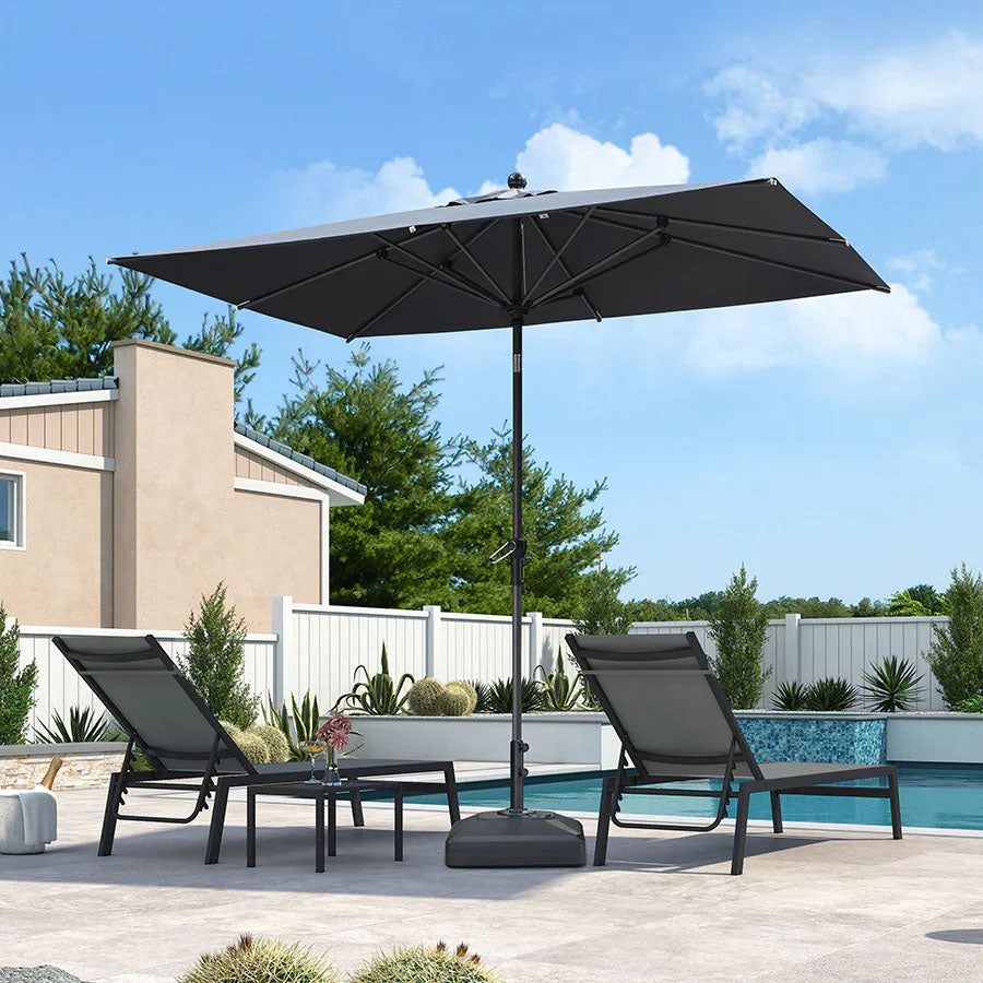 PURPLE LEAF Parasol inclinable en aluminium à mât droit, Carré, Rectangulaire et Rond