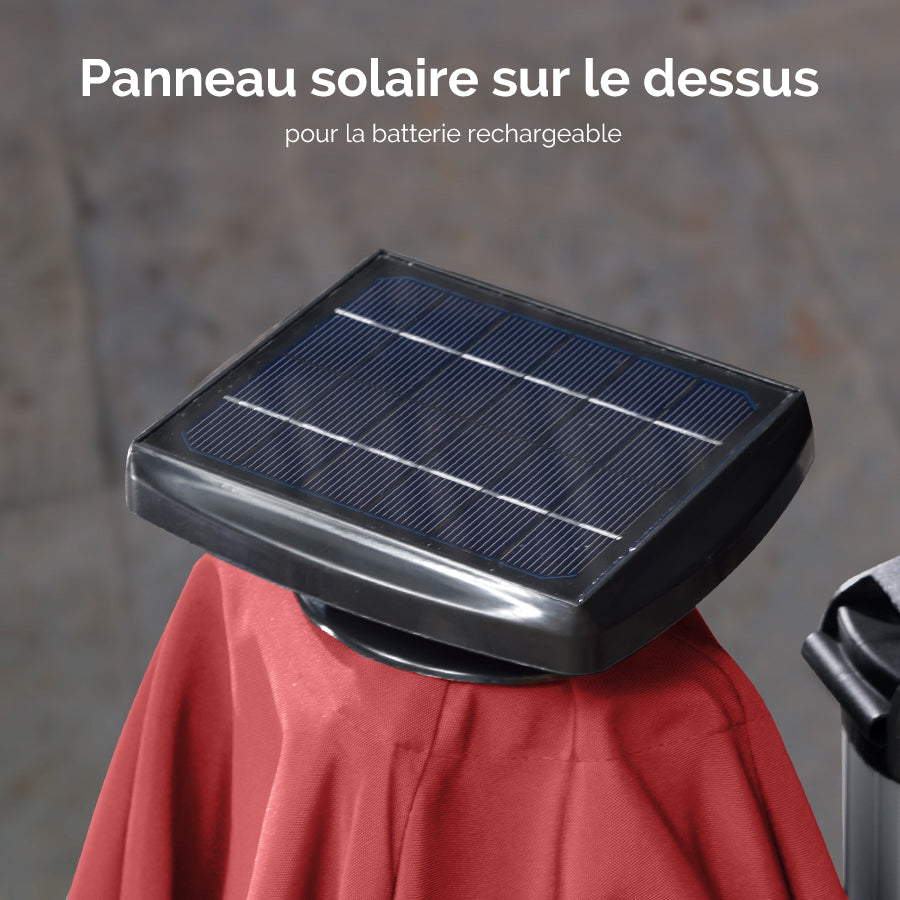 PURPLE LEAF Parasol De Jardin Extérieur Rond avec LED, Parasol Déporté avec Manivelle, Parasol Excentré Inclinable