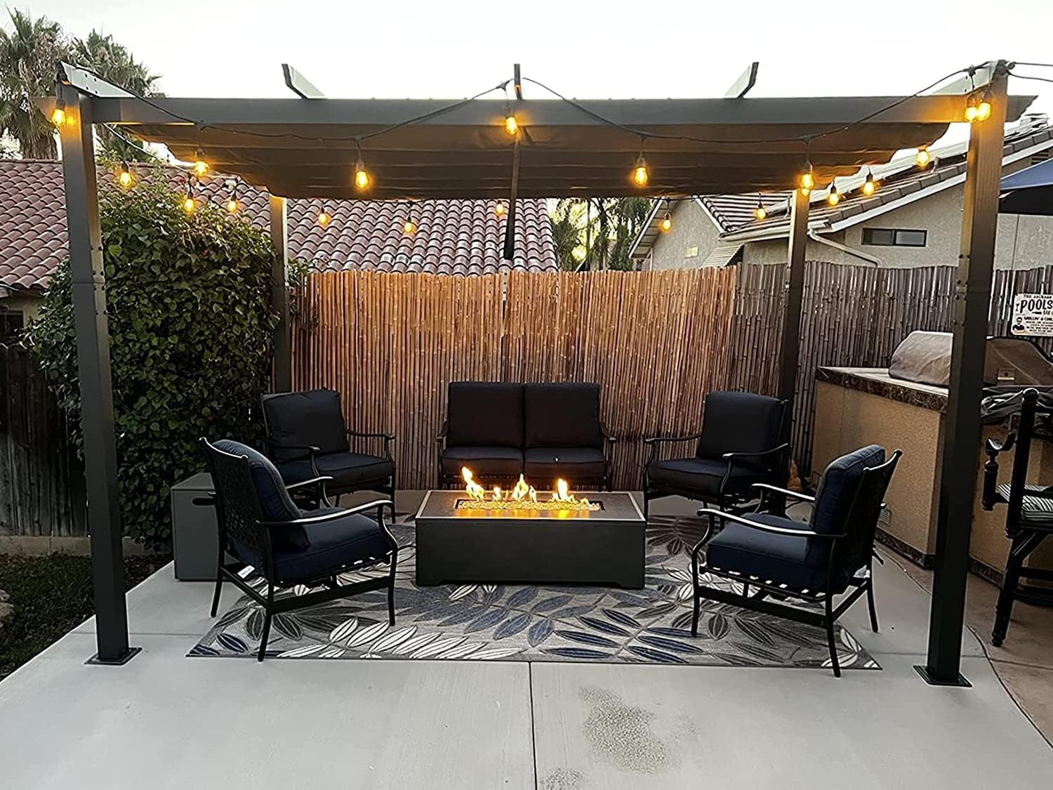 PURPLE LEAF Pergola Aluminium Tissu Teint en Fil Pergola pour Terrasse Exterieur, Toit Coulissante, Pavillon De Jardin