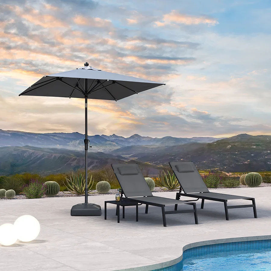 PURPLE LEAF Parasol inclinable en aluminium à mât droit, Carré, Rectangulaire et Rond