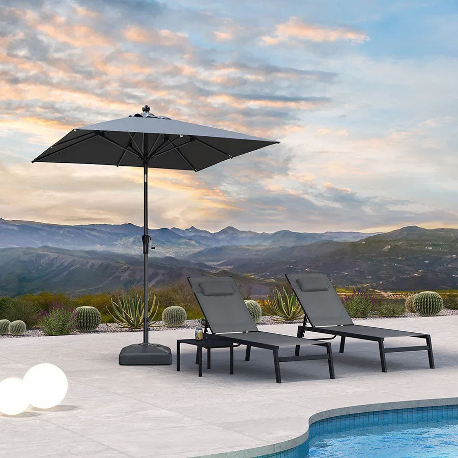 PURPLE LEAF Parasol inclinable en aluminium à mât droit, Carré, Rectangulaire et Rond