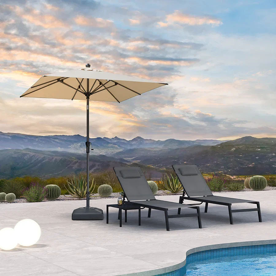 PURPLE LEAF Parasol inclinable en aluminium à mât droit, Carré, Rectangulaire et Rond