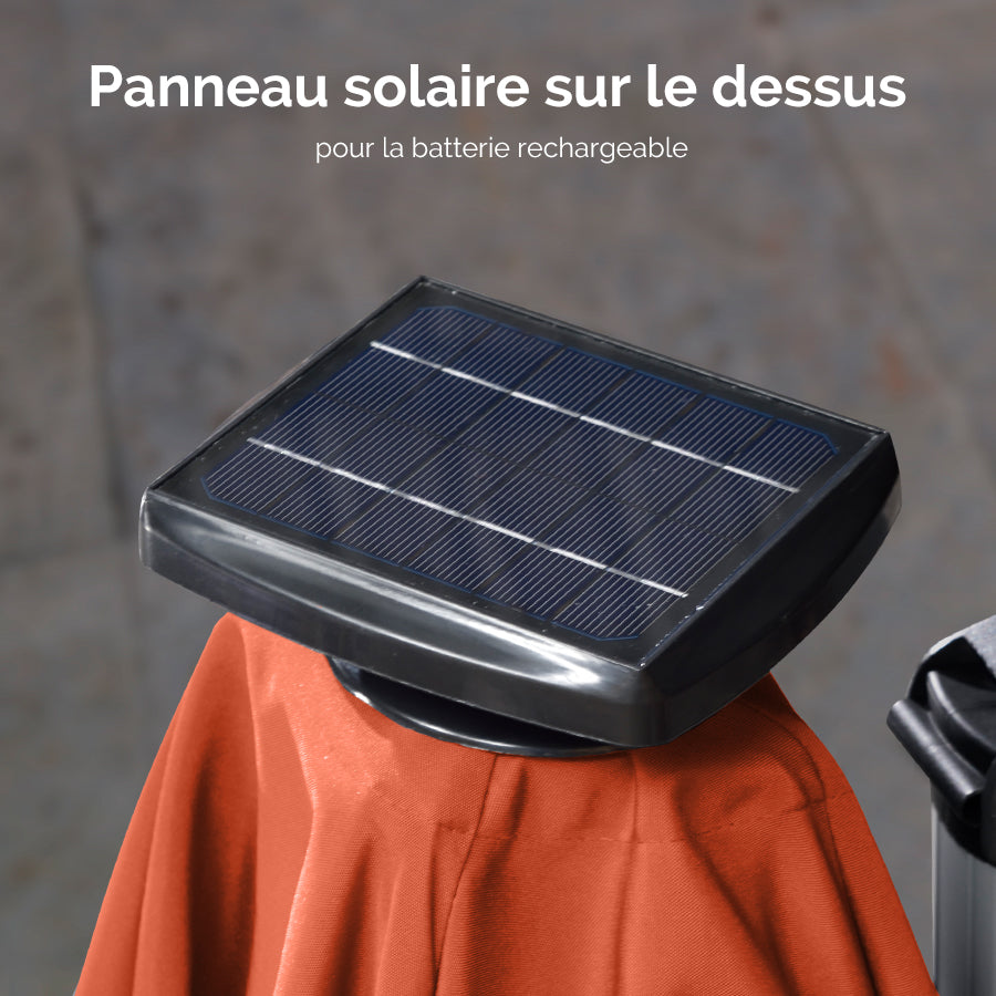 PURPLE LEAF Parasol De Jardin Extérieur Rond avec LED, Parasol Déporté avec Manivelle, Parasol Excentré Inclinable