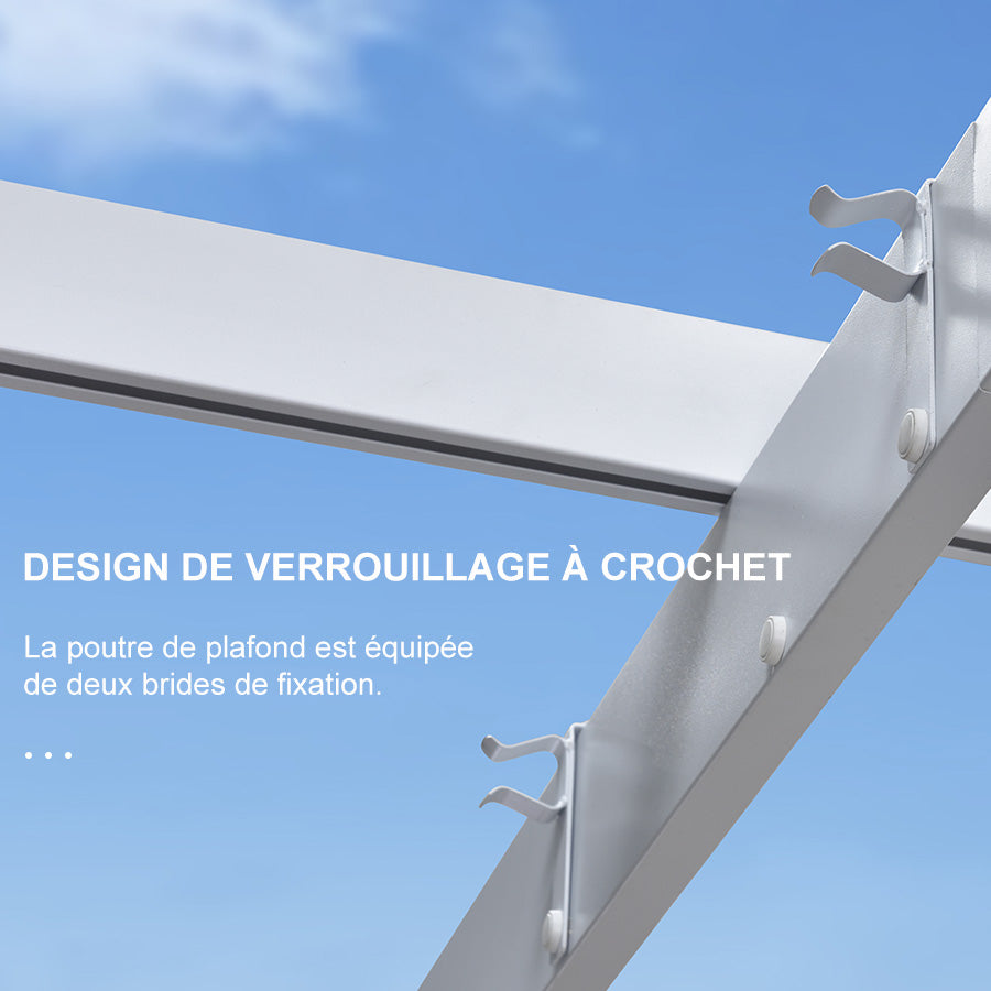 PURPLE LEAF Pergola rétractable d'extérieur avec double abri solaire Blanc Heavy-Duty Aluminium Pergola Patio Pergola moderne pour jardin deck arrière-cour