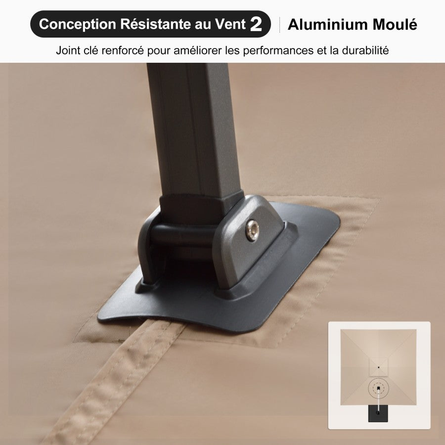 PURPLE LEAF Parasol Déporté avec Cadre Anthracite Inclinable à Rotation 360° avec Manivelle Parasol de Jardin Carré Rectangle