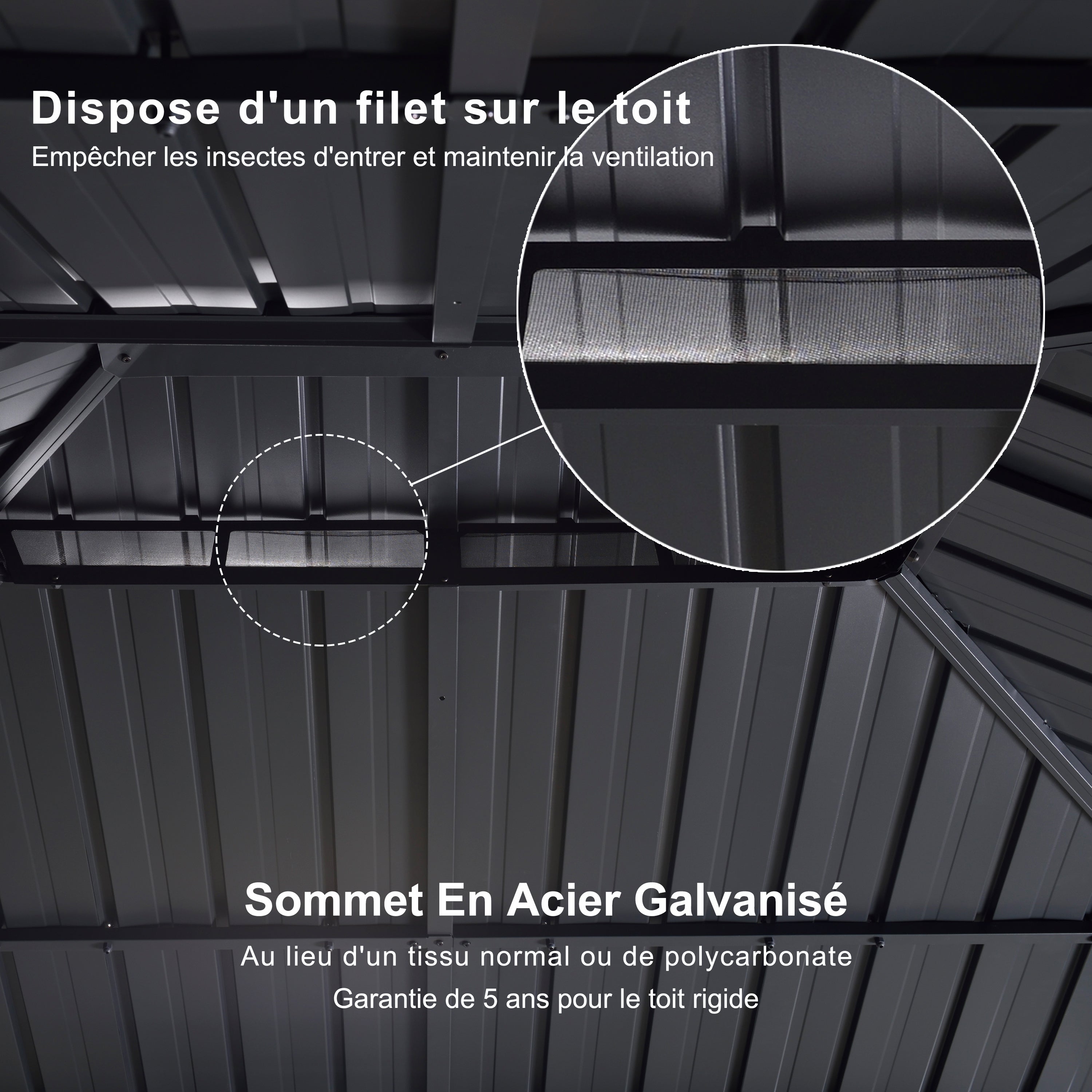 PURPLE LEAF Tonnelle De Jardin Exterieur Tonnelle Pergola Aluminum Avec Moustiquaire Et Rideaux Pavillon De Jardin à Double Toit Acier Galvanisé, Gris