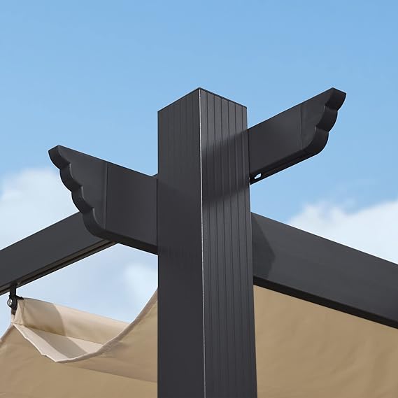 PURPLE LEAF Pergola Aluminium Tissu Teint en Fil Pergola pour Terrasse Exterieur, Toit Coulissante, Pavillon De Jardin