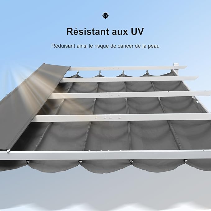 PURPLE LEAF Pergola rétractable d'extérieur avec double abri solaire Blanc Heavy-Duty Aluminium Pergola Patio Pergola moderne pour jardin deck arrière-cour