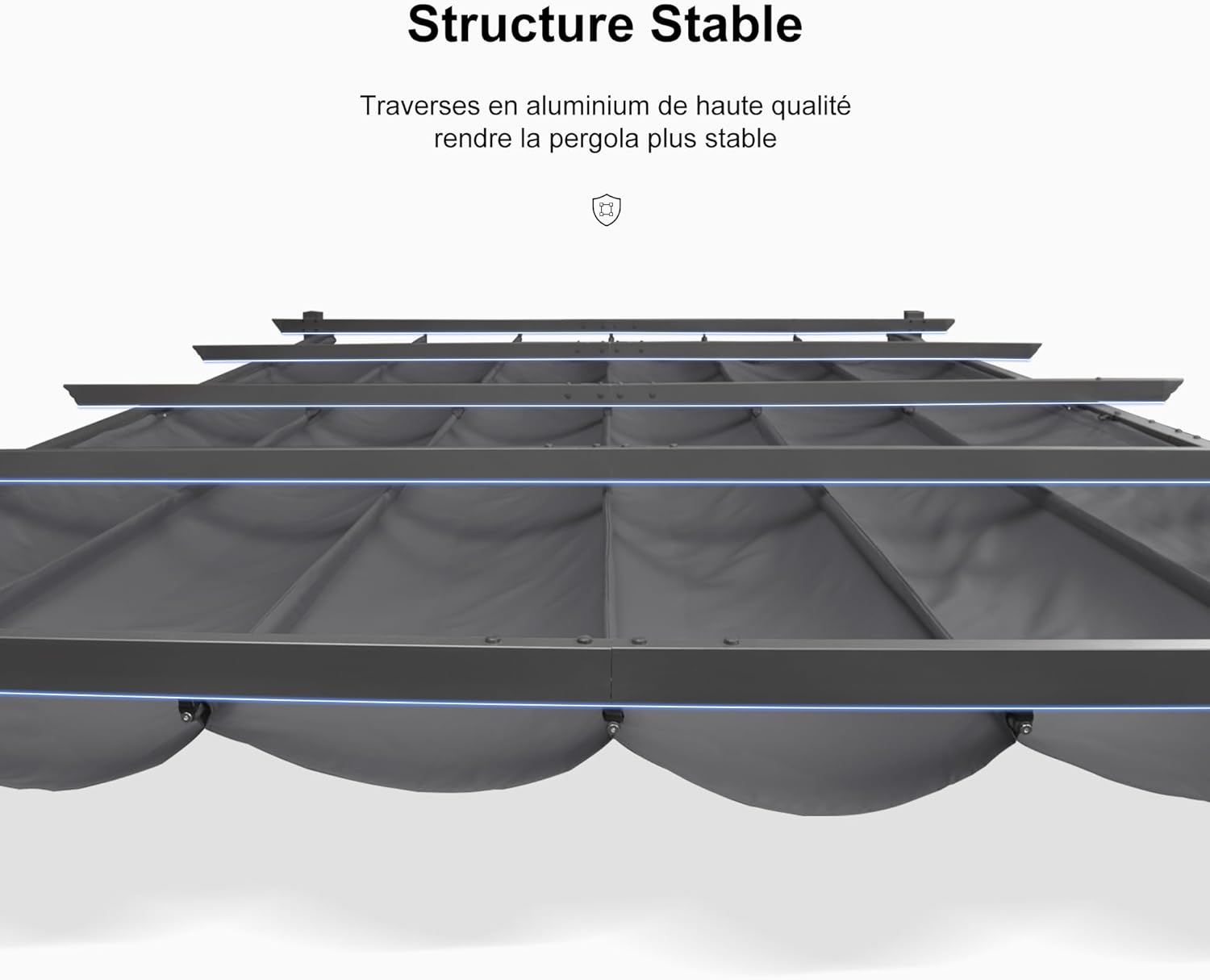 PURPLE LEAF Pergola Aluminium Tissu Teint en Fil Pergola pour Terrasse Exterieur, Toit Coulissante, Pavillon De Jardin