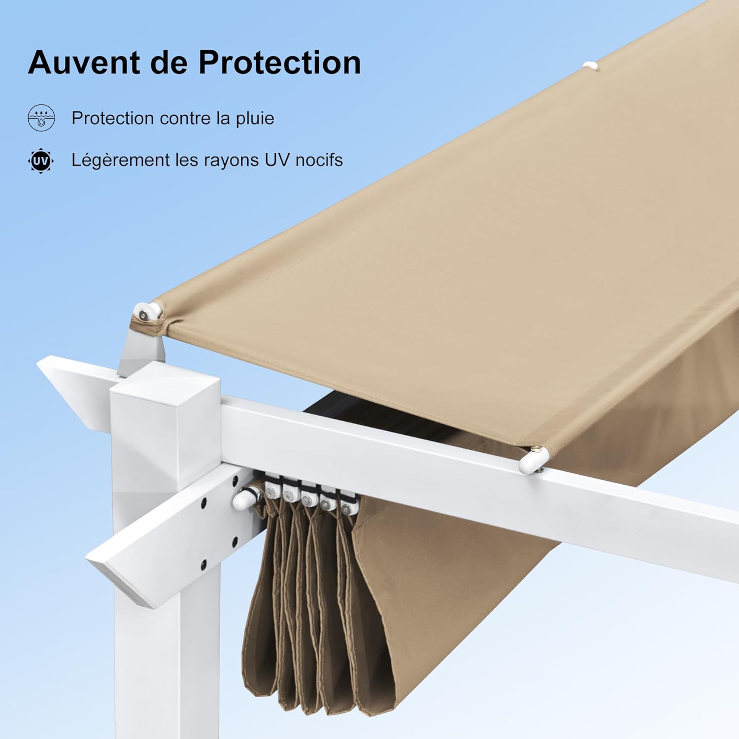 PURPLE LEAF Pergola rétractable d'extérieur avec double abri solaire Blanc Heavy-Duty Aluminium Pergola Patio Pergola moderne pour jardin deck arrière-cour