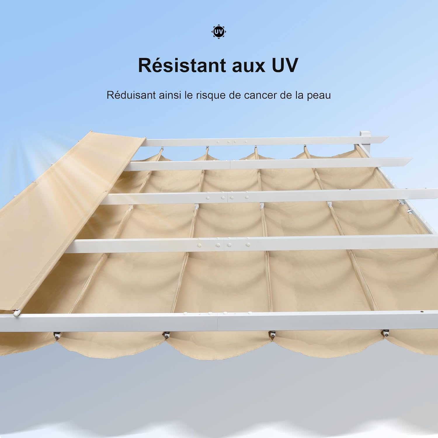 PURPLE LEAF Pergola rétractable d'extérieur avec double abri solaire Blanc Heavy-Duty Aluminium Pergola Patio Pergola moderne pour jardin deck arrière-cour