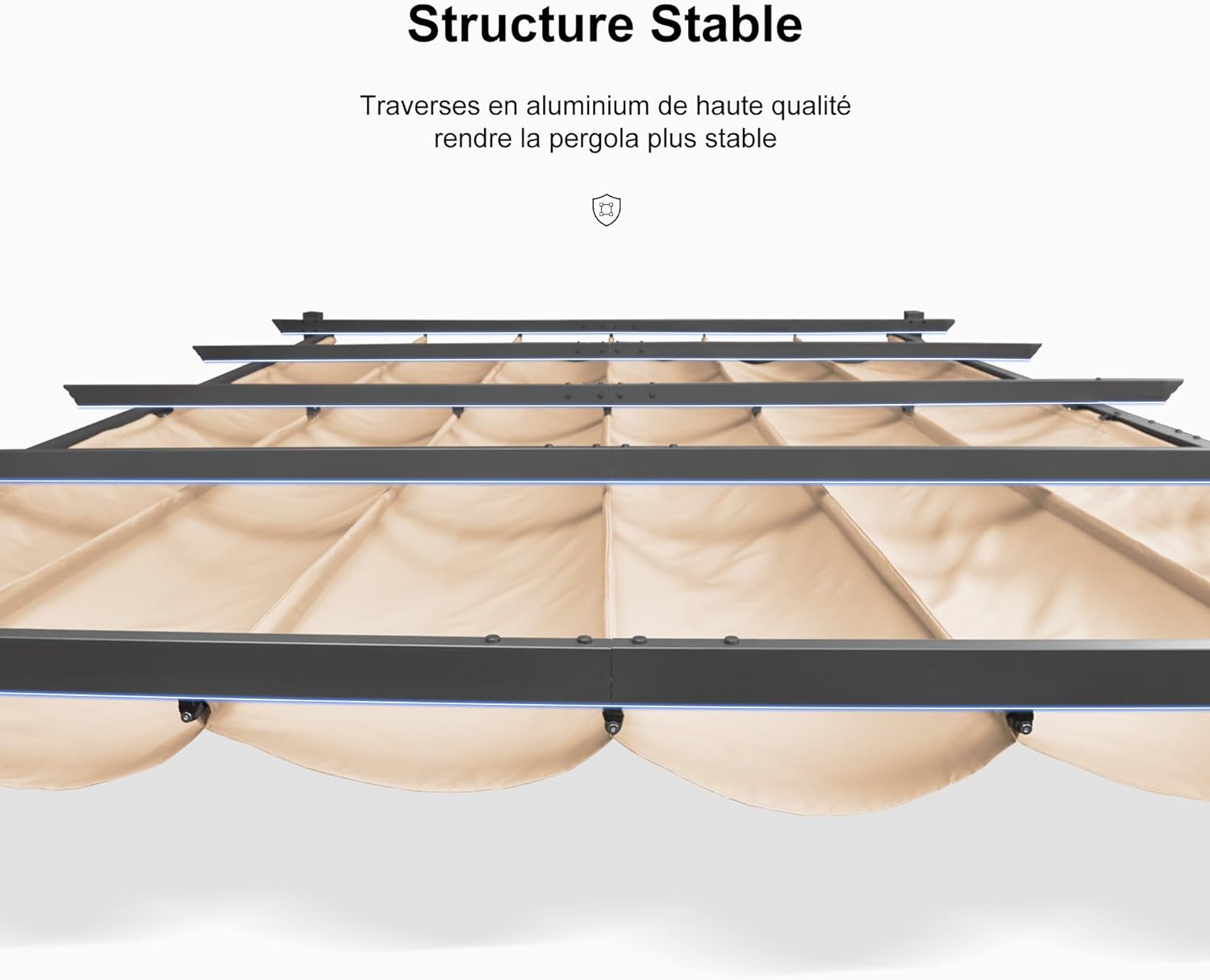 PURPLE LEAF Pergola Aluminium Tissu Teint en Fil Pergola pour Terrasse Exterieur, Toit Coulissante, Pavillon De Jardin