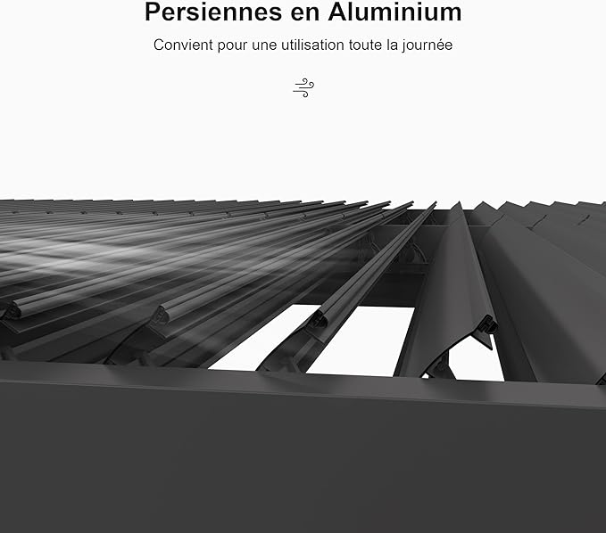 PURPLE LEAF Pergola Bioclimatique Pergola Aluminium Lames Orientables Tonnelle de Jardin Imperméable pour Terrasse Extérieur Carport, Gris